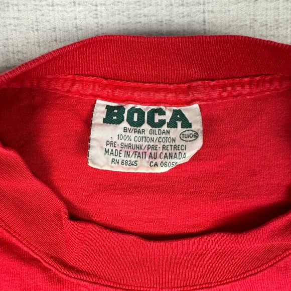Boca By Gildan Red Short Sleeve T-Shirt One Size Made In Canada - Picture 8 of 9